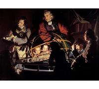 MiguOo Modern Colour Posters Vintage Canvas Painting Classic Oil Painting Philosopher Exposing the Movement of Planets Scientists by Joseph Wright of Derby for Home Decor 60x90cm