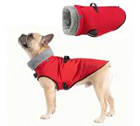 Mihachi Dog Coat for Medium Dogs, Warm Dog Winter Coat Waterproof Dogs Jacket with Harness Built in Reflective Pet Fleece Vest, Puppy Cold Weather Coats Turtleneck & Windproof Dogs Snowsuit, Red M
