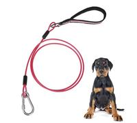 Mihachi Dog Leash Chew Proof, Soft Reflective Padded Handle Dog Chain Leashes, Waterproof Anti Biting Pets Leashes, Stainless Steel Wire Rope Lead for Small Medium Large Dogs Outdoor, 5FT, Pink
