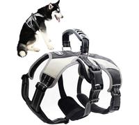 Mihachi Medium Black & Grey Dog Harness - No Pull Reflective Night Safety, Lift Handle Easy Control for Dogs