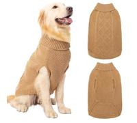 Mihachi Turtleneck Dog Jumper - Dog Sweater Winter Coat Apparel Classic Cable Knit Clothes with Leash Hole for Cold Weather