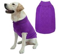 Mihachi Turtleneck Dog Jumper - Dog Sweater Winter Coat Apparel Classic Cable Knit Clothes with Leash Hole for Cold Weather