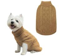 Mihachi Turtleneck Dog Jumper - Dog Sweater Winter Coat Apparel Classic Cable Knit Clothes with Leash Hole for Cold Weather