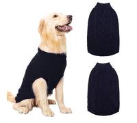 Mihachi Turtleneck Dog Jumper - Dog Sweater Winter Coat Apparel Classic Cable Knit Clothes with Leash Hole for Cold Weather