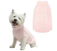 Mihachi Turtleneck Dog Jumper - Dog Sweater Winter Coat Apparel Classic Cable Knit Clothes with Leash Hole for Cold Weather