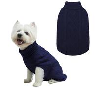 Mihachi Turtleneck Dog Jumper - Dog Sweater Winter Coat Apparel Classic Cable Knit Clothes with Leash Hole for Cold Weather
