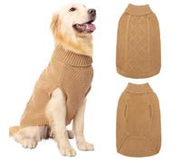 Mihachi Turtleneck Dog Jumper - Dog Sweater Winter Coat Apparel Classic Cable Knit Clothes with Leash Hole for Cold Weather