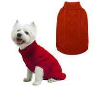 Mihachi Turtleneck Dog Jumper - Dog Sweater Winter Coat Apparel Classic Cable Knit Clothes with Leash Hole for Cold Weather