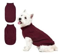 Mihachi Turtleneck Dog Sweater - Winter Coat Apparel Classic Cable Knit Clothes with Leash Hole for Cold Weather, Ideal Gift for Pet in New Year Wine Red SM