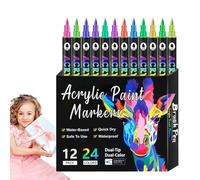 Mihauuke Acrylic Markers - Double-Tip Painting Pens for Wood | Fade-Resistant Permanent Markers Drawing Tools, Craft Supplies Artists for Paper Glass Wood Canvas Ceramic Rock
