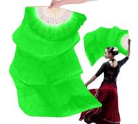 Mihauuke Belly Dance Fans - 1.8Meters Long Belly Dance Fans with Thick Frame - Colorful Beautiful Dancing Supplies, Foldable Fan Veils for Performances and Practice