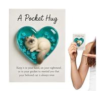 Mihauuke Cat Hug - Motivitional Heart-Shaped Keepsake,Miniature Cats with Positive Card,for Pet Lover Encouragement Collection Bookshelf Bedside Holiday Christmas