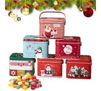 Mihauuke Christmas Tins,6-Piece with Handle - Holiday Cookie Storage Containers - for Holiday Birthday Chocolate Jewelry Party Favors Kids Family Friends Coworkers