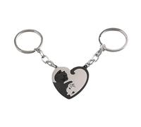 Mihauuke Couples Cat Keychain,Black And White Cat Matching Couple Stuff - Heart-shaped Keychains For Him And Her