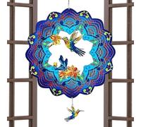 Mihauuke Metal Wind Spinners,Art Wind Sculpture Hummingbird Turtle Design - Rotating Hangable Rustic Metal Art for Balcony Courtyard Porch Backyard Garden Yard Decor