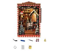 Mihauuke Miniature House Kit | Christmas 3D Wooden Puzzle Doll House Kit | Vintage Bookend Decor for Birthday Halloween Beginners Handicraft Enthusiasts Desktop Bookstore