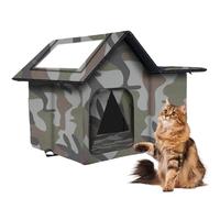 Mihauuke Outdoor Cat House | Weatherproof Semi-enclosed Nest for Outside Cats - Warmth Kitten Sleeping Cave for Balcony Yard Garden Courtyards Porch