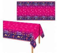 MIHENC Diwali Decorations Table Cloth, Diwali Decorations for House, Happy Divali Wipe Clean Tablecloth, 137x274cm Rectangular Waterproof Divali Tablecloth for Indian Celebration Party Supplies