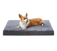 MIHIKK Orthopedic Dog Bed, Waterproof, Dog Beds with Removable Washable Cover, Non-Slip Egg Foam Pet Sleeping Mattress for Large Medium Dogs, Dark Grey, 61 x 45 cm