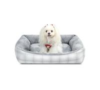 MIHIKK Rectangle Dog Beds for Small Medium Dogs & Cats, Orthopedic Sleeping Pet Bed for Couch with Durable Puppy Cuddler and Anti-Slip Bottom Machine Washable 25 * 21 Inch (Gray)