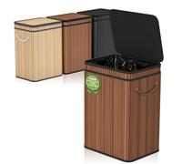 Mihoho 80 Liter/21 Gallon Large Trash Can with Lid, Garbage Bin Wastebasket made of bamboo, Outdoor Garbage Can/Waste Bin for Home, Office, Bathroom, Kitchen 40X30X60 CM (Coffee D)
