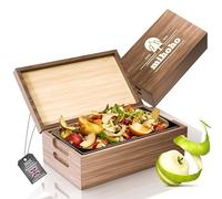 Mihoho Compost Bin with Lid 4L, Kitchen Countertop Compost Bin, Smell Proof Food Waste Trash Can with Removable Inner Container, Food Waste Caddy for Kitchen (walnut c)