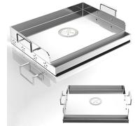 Mihoho Universal Stainless Steel Griddle with Even Heating Bracing, Griddle for Gas & Charcoal Grills - Universal Flat Top, for Grills, Camping, Tailgating, and Parties (Medium)