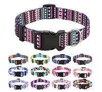 Mihqy Dog Collar for Medium Dogs, Cute Small Medium Large Dog Pet Collar, with Bohemia Tribal Geometric Patterns, Soft Adjustable for Boy Girl Female Male Puppy Dog Collar(Bohemian Purple,M)