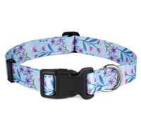 Mihqy Dog Collar for Small Dogs, Cute Small Medium Large Dog Pet Collar, with Floral Patterns, Soft Adjustable for Boy Girl Female Male Puppy Dog Collar(Purple & Pink Floral,S)