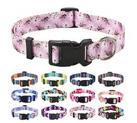 Mihqy Dog Collar for Small Dogs, Cute Small Medium Large Dog Pet Collar, with Floral Patterns, Soft Adjustable for Boy Girl Female Male Puppy Dog Collar(Pink White Flower,S)