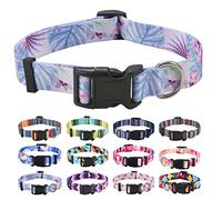Mihqy Dog Collar for Small Dogs, Cute Small Medium Large Dog Pet Collar, with Floral Patterns, Soft Adjustable for Boy Girl Female Male Puppy Dog Collar(Purple Monstera,S)