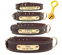 Mihqy Personalized Custom Leather Dog Collar with Engraved Name Phone Number -Engraved Dog Collars for Small Medium Large Dogs - M