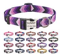 Mihqy Personalized Dog Collars, Customized Dog Collar with Name and Phone Number, Multiple Patterns & 4 Sizes Floral Geometry Dog Collar for Puppy Small Medium Large Dogs(Purple Arrow,L)