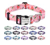 Mihqy Personalized Dog Collars, Customized Dog Collar with Name and Phone Number, Multiple Patterns & 4 Sizes Floral Geometry Dog Collar for Puppy Small Medium Large Dogs(Strawberry,M)