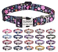 Mihqy Personalized Dog Collars, Customized Dog Collar with Name and Phone Number, Multiple Patterns & 4 Sizes Floral Geometry Dog Collar for Puppy Small Medium Large Dogs(Floral,S)