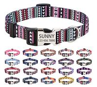 Mihqy Personalized Dog Collars, Customized Dog Collar with Name and Phone Number, Multiple Patterns & 4 Sizes Floral Geometry Dog Collar for Puppy Small Medium Large Dogs(Bohemia Purple,M)