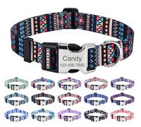 Mihqy Personalized Dog Collars, Customized Dog Collar with Name and Phone Number, Multiple Patterns & 4 Sizes Floral Geometry Dog Collar for Puppy Small Medium Large Dogs(Black Bohemia,XS)