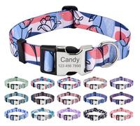 Mihqy Personalized Dog Collars, Customized Dog Collar with Name and Phone Number, Multiple Patterns & 4 Sizes Floral Geometry Dog Collar for Puppy Small Medium Large Dogs(Rose Line,XS)
