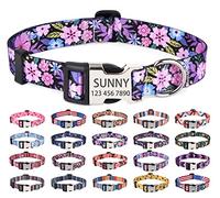 Mihqy Personalized Dog Collars, Customized Dog Collar with Name and Phone Number, Multiple Patterns & 4 Sizes Floral Geometry Dog Collar for Puppy Small Medium Large Dogs(Pink Floral,M)