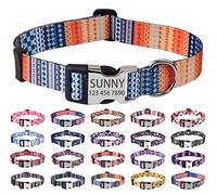 Mihqy Personalized Dog Collars, Customized Dog Collar with Name and Phone Number, Multiple Patterns & 4 Sizes Floral Geometry Dog Collar for Puppy Small Medium Large Dogs(Bohemia Orange,XS)