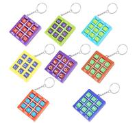 MIHURO 8 Pcs Tic Tac Toe Keychain for Kids Ages 8-12 Plastic Keyholders,Tic Tac Toe Key Rings for Mini Backpack Clip Birthday Party for Boy Girl Assorted Colors (Red,Blue,Yellow,Purple,Green)