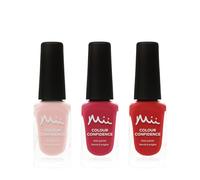 Mii Cosmetics Colour Confidence Nail Polish Gift Set of 3 | Naturally Modest, L'Amour, & Complete Confidence Nail Polish | Fast-Drying, Super Shine & Hydrating | 9ml Each Bottle