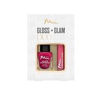 Mii Cosmetics Gloss + Glam Lip Gloss and Nail Polish Duo Gift Set, Beauty Kit, Hydrating Lipgloss and Long-Lasting Nail Polish, Perfect Makeup Gift Set for Women, Flair + Totally Off-Piste