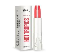 Mii Cosmetics HydraBoost Lip Lover Lipstick, Long Lasting, Packed with Hyaluronic Acid, High Impact Colour, Glossy Luminous Finish, Moisturising Lipstick for Healthy & Plump Lips, Hot Tropics