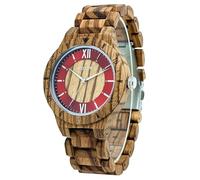 MII YEW Wooden Watch Mens Lightweight Analog Quartz Vintage Handmade 44MM Natural Wood Watches Fashion Gift, Zebrawood