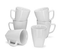 Miicol Ceramic Coffee Mugs Set of 6, Large Coffee Cups 400ml / 14oz, White Tea Cups, Porcelain Mugs for Latte, Cappuccino, Milk, Cocoa, Microwave & Dishwasher Safe