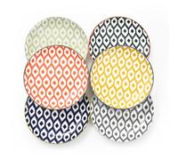 Miicol Side Plates Set of 6, Small Tapas Plates 15cm / 6 inch, Ceramic Dessert Plate, Colourful Round Tea Plate, Serving Dishes for Cake, Bread, Salad, Starter
