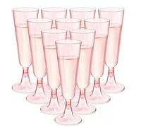 MIIDNTLX Champagne Flutes Plastic,25 Pack Wine Glasses,Disposable Champagne Glasses,5 Oz Clear Shot Cups,New Year Christmas Party Wedding Birthday Drinking Beer Water Dessert Cocktail Cups Bulk,Pink