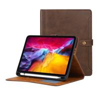 Miieadoo Case for iPad Air 6th/5th/4th Generation 10.9/11 inch 2024/2022/2020 iPad Pro11 inch 3nd/2rd/1st Gen Leather IPad Case with Built-in Pencil Holder Card Slots Protective Cover - Brown