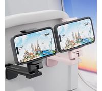 MiiKARE 2 Pack Portable Airplane Phone Holder-360° Rotation Phone Holder for Plane,Hands-Free Travel Essentials,Foldable Pocket-size Phone Stand Holiday Essentials Compatible iPhone&Android-Black&Pink